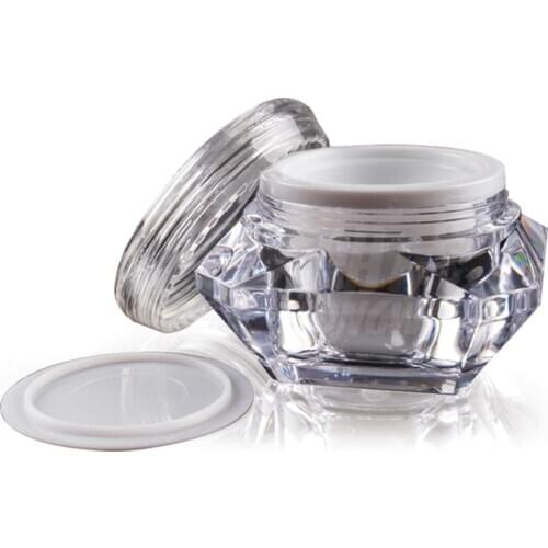 Free Shipping 5pcs/lot 10g Acrylic Small Diamond Cream Bottles High Quality Empty Eye Cream Jars Sample Boxing Makeup Jars