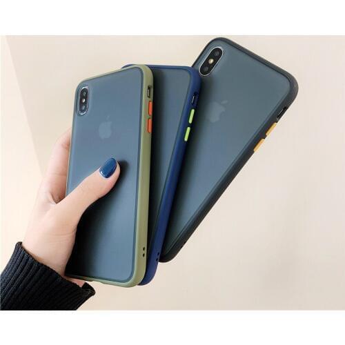 Shockproof Bumper Phones Case For iPhone 11 Pro XS Max X XR 6 6S 7 8 Plus Silicone Case Transparent Matte Hard Cover Coque Shell