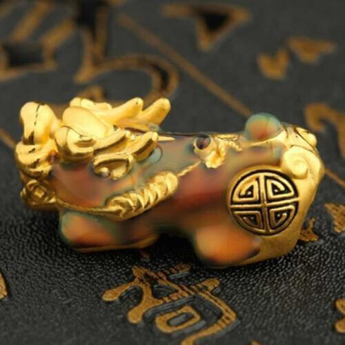 Pure 24K Yellow Gold Bracelet 3D 999 Gold Enamel Design Pixiu Dragon Son Bracelet 0.6