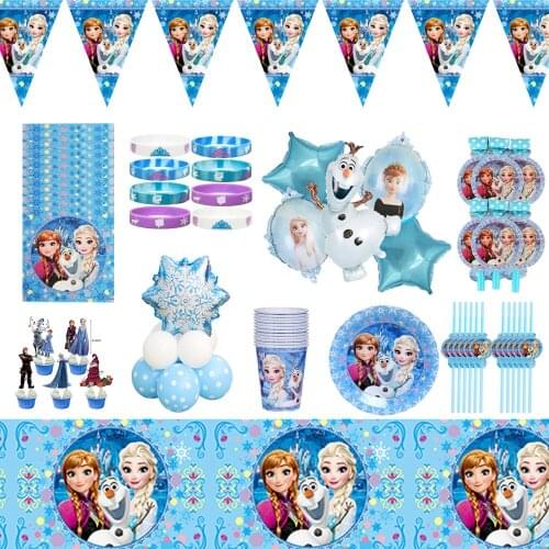 Disney Frozen Birthday Party Supplies Baby Girl Favor Decor Baby Shower Frozen Party Balloons Plates Napkins Decorations
