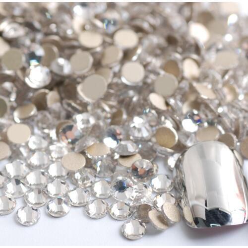 Hisenlee AAAAA SS3-SS30 1.3mm-6.5mm Crystal Clear Glass Rhinestones Manicure Nail Jewelry Nail Art Stone Decoration Gems