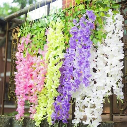 12PCs Artificial Hydrangea Wisteria Flower For DIY Simulation Wedding Arch Rattan Wall Hanging Home Party Decoration Fake flower