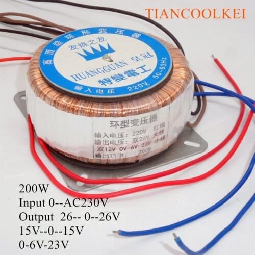 200w Isolated toroidal transformer Double 26v Double 12v Single 6v For Amplifier board