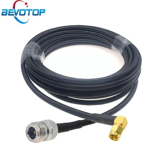 Low Loss LMR200 Cable N Female Jack to SMA Male Right Angle Plug 50 Ohm RF Extension Cord for 4G LTE Cellular Radio Antenna