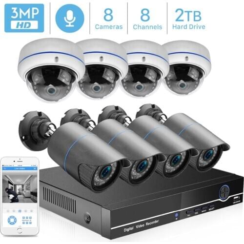 BESDER H.265 8CH 4MP POE NVR Kit Audio Record CCTV Security System 48V PoE IP Camera P2P Indoor Outdoor Video Surveillance Kit