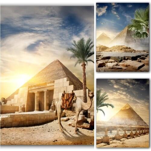 Canvas Painting Retro Landscape Poster Pyramid Egypt Classical Wall Art Paper Decoration Home Living Room Print Picture Craft