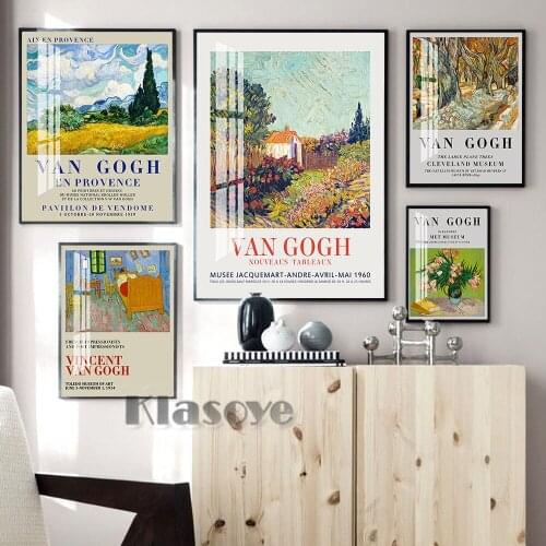 Van Gogh Retro Landscape Canvas Painting Exhibition Museum Vintage Poster Wall Art Decor Prints Picture Home Room Decoration