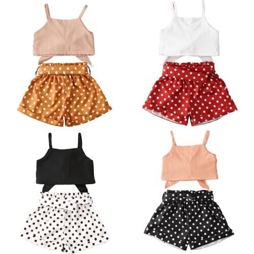 Pudcoco Baby Girl Summer Infant Baby Girls Clothes Sets Polka Dot Print Bowknot Sleeveless Vest+shorts 2pcs Sets