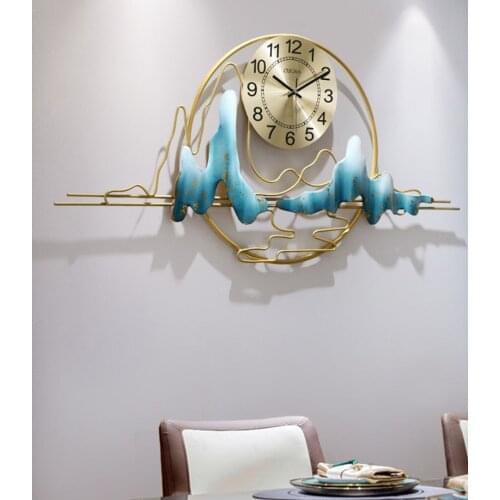 Creative Luxury Wall Clock Living Room Dining Room Background Home Hotel Decorative Metal Golden Clock Large Size