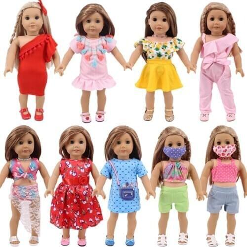 Doll Clothes Casual Swimwear, Dresses Fit 18 Inch American&43 Cm Baby New Born Doll Generation Christmas Girl`s