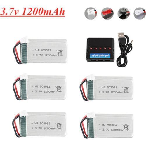3.7V 1200mAh lipo Battery + Charger Set for KY601S Syma X5 X5c X5SC X5SW M18 H5P RC Drone Parts 903052 Rechargeable Battery