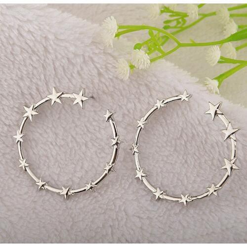 Fashion Jewelry Hot Sale Earings Brincos Punk Big Circle Pentagram Star Stud Earrings For Women Wedding Party Earrings