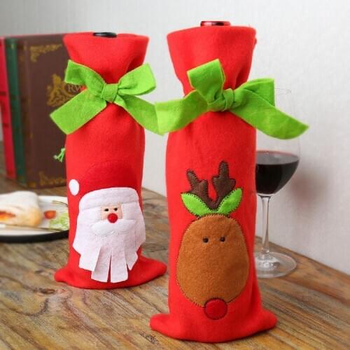 2pcs Christmas wine bottle set new Christmas decorations necktie champagne gift bag christmas tree milu deer wine bag