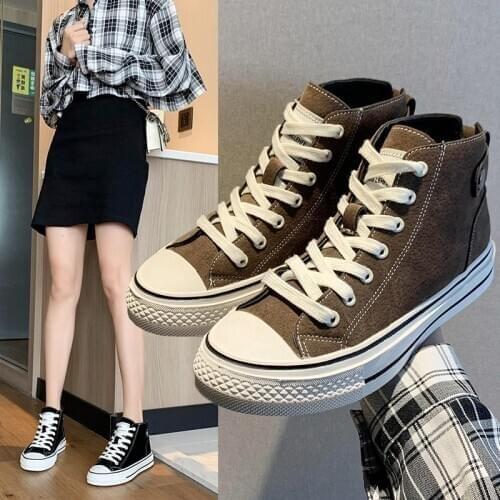 Spring and autumn 2020 new fashion leisure sports shoes high-top canvas shoes versatile womens shoes X597