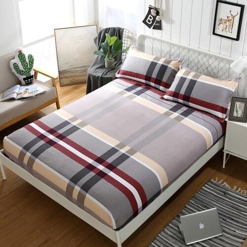 New on Product) 1pcs 100%Polyester Printed Fitted Sheet Mattress Cover Four Corners With Elastic Band Bed Sheet(No Pillowcases)
