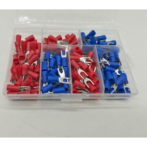 190pcs 6sizes SV Crimp Terminal Spade fork connector kit Wire Copper Crimp Connector Insulated Cord Pin End Terminal