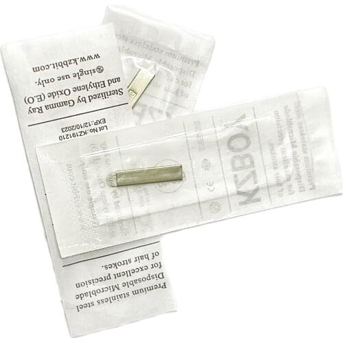 25PCS PCD19U Microblading Needles Disposable Microblades Stainless Steel with Individual Packaging for Feather Like Eyebrows