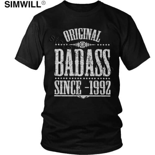 Original Badass Since 1992 Tee Cool Urban Cotton T-Shirt Mens Short Sleeve Crew Neck Birthday Gift Tshirt Summer T-shirt