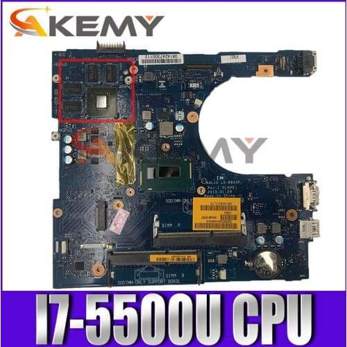 Original Laptop motherboard For DELL Inspiron 5458 5558 5758 I7-5500U SR23W N16V-GM-B1 Mainboard CN-0V2X3C 0V2X3C AAL10 LA-B843P