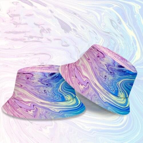 Bucket hat 3D printing fisherman hat sun protection hat trend wild fluid art fisherman hat outdoor hip-hop street stage party ha