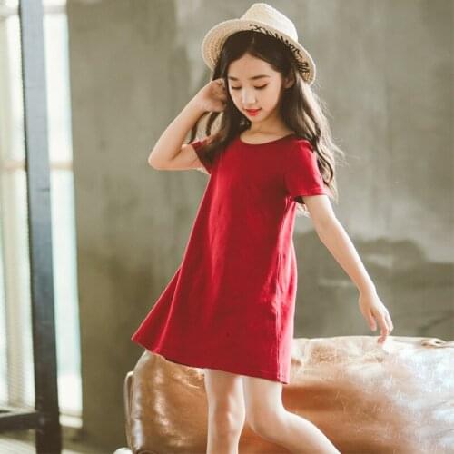 Girls Dress 2021 Fashion Elegant Kids Dress For Girls Red Short Sleeve Princess Dress Party Children Clothes 6 8 10 12 Years