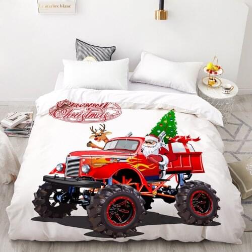 3D HD Digital Printing Custom Duvet Cover,Quilt/Blanket case Queen King Bedding 200x200,Christmas Santa Claus red car Gift