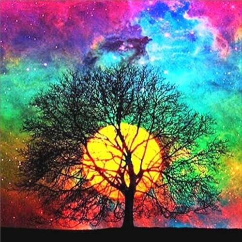 Full Round 5D DIY Diamond Painting "Moon Tree "3D Embroidery Pattern Cross Stitch kit Mosaic Home Decor Gift