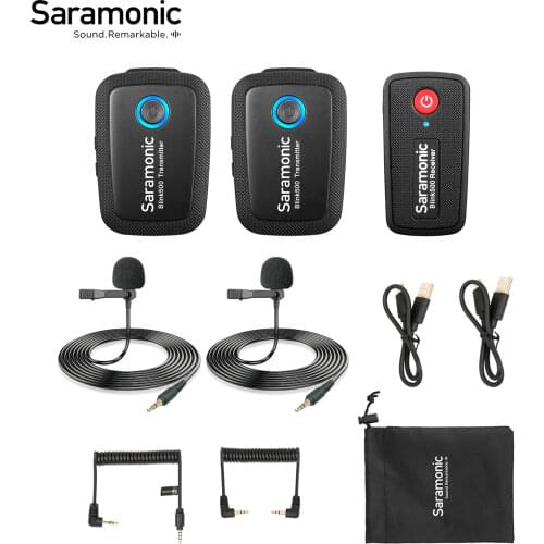 Saramonic Blink500 Wireless Studio Condenser Microphone Lavalier Lapel Interview Microphone for Android iPhone DSLR Cameras