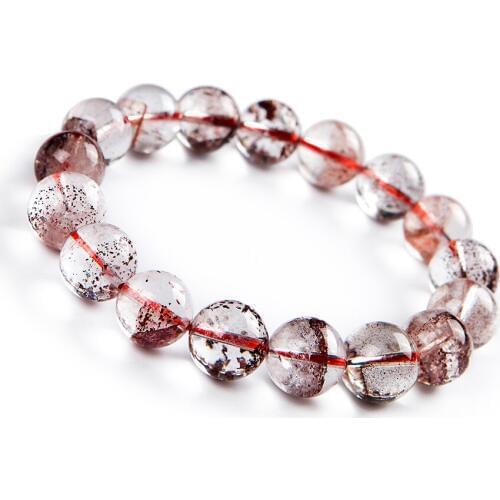 Drop Shipping Genuine Natural Red Phantom Quartz Round Crystal Beads Bracelet Women Lady Stretch Bracelet 13mm 2018 Newly