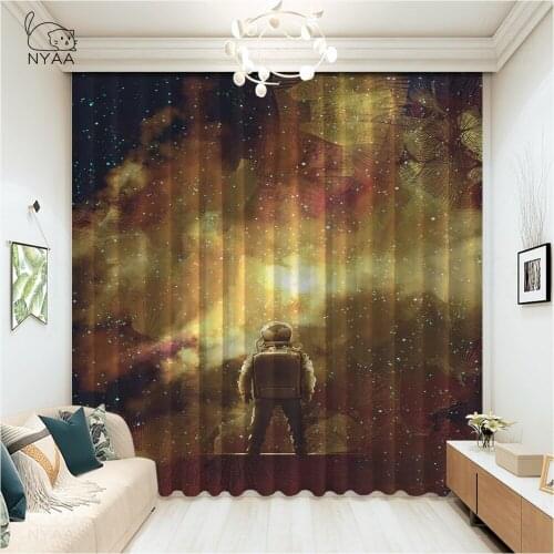 Psychedelic Jungle Astronaut Curtain Galaxy Window Curtains Made Order Kitchen Window Rope Blue And White Curtains Micro Shading