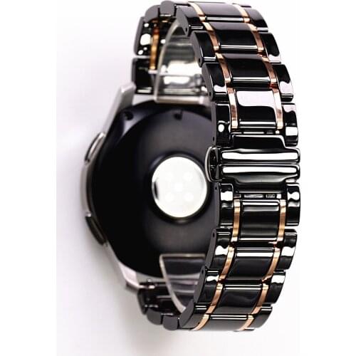 20mm 22mm luxury ceramic and stainless steel black white strap for Samsung s2 3 4 Huawei GT watch strap bracelet wristband belt