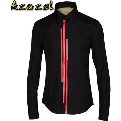 Azazel Men Shirts Luxury Jelly Stripe Printing Long Sleeve Mens Shirts Fashion Slim Fit Shirts Men Plus Size 3XL 4XL Man Shirts