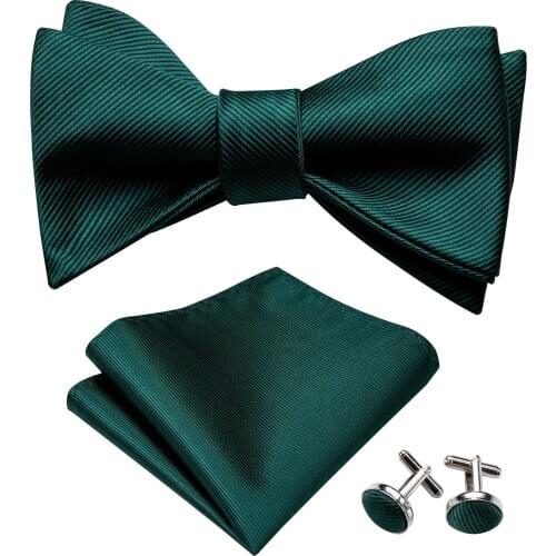 Self Bow Ties For Men Silk Butterfly Men Tie Green Designer Hanky Cufflinks Suit Collar Removable Butterfly Barry.WangLH-1012