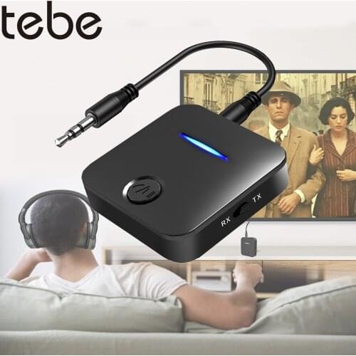 Tebe A2DP Bluetooth 5.0 Receiver & Transmitter Audio Adapter Wireless Stereo Music Adapter with Mic Handsfree For Car Speaker TV