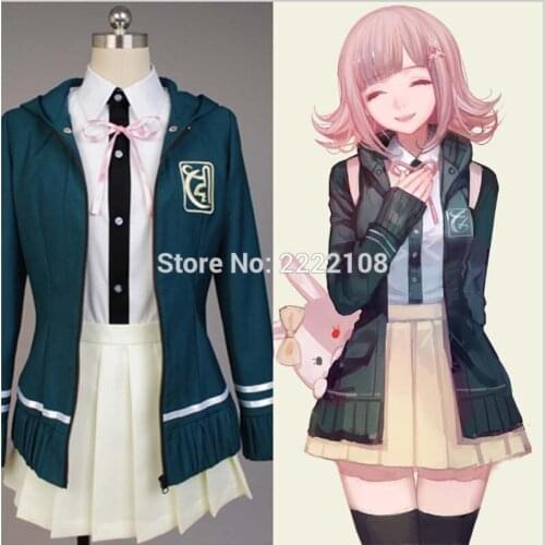 Japanese Anime Super DanganRonpa Chiaki Nanami Uniform Jacket White Skirt Anime Halloween Cosplay Costumes For Women Custom Made