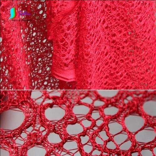 High-end Dress,Skirt,Clothes Sew Handmade Decoration Material Bright Red Spider Web Irregular Hole Hollow Fabric S0831L