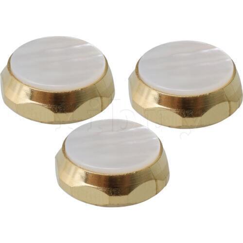 Yibuy 9 Pieces Golden Trumpets Finger Buttons Zinc Alloy White Shell Inlays