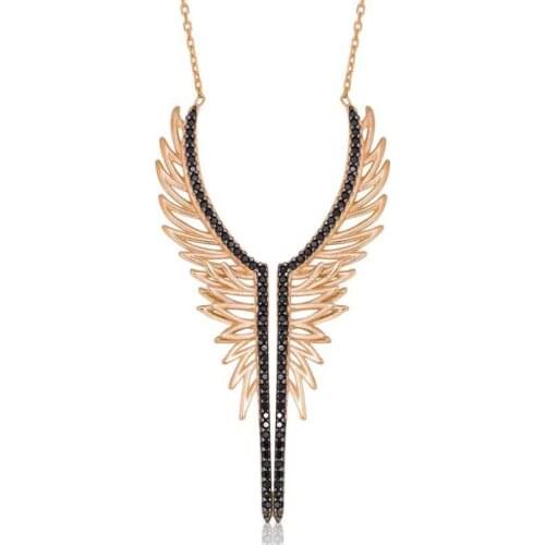 KUTAYDAN 925 Sterling Silver Angel Wing Lady Necklace