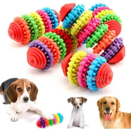 1PCS Pet Dog Chew Toy Puppy Dental Teeth Gums Bite-Resistant Colorful Natural Rubber Tooth Cleaning Tools For Small Dog