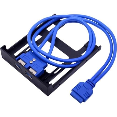 2 Ports USB 3.0 Front Panel Floppy Disk Bay 20 Pin USB3.0 Hub Expansion Cable Adapter Plastic Bracket for PC Desktop