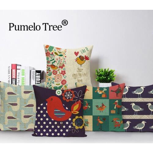 2019 Cartoon Bird Cushion Cover Animal Vintage Decorative Throw Pillow Case Nordic Geometric Decorative Pillows Cushions Covers