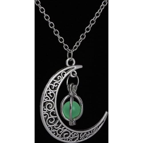 4 Color Luminous Beads Moon Pumpkin Pendant Luminous Stone Luminous Necklace Christmas Halloween Gift