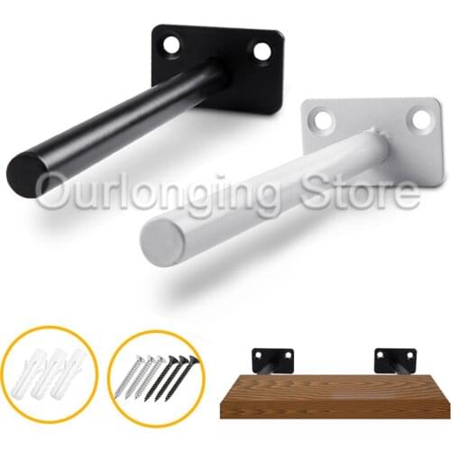 4Pcs Black White Metal Floating Bracket Heavy Duty Hidden Shelf Support Brackets Wall Mounted Multifunctional Home Hardware