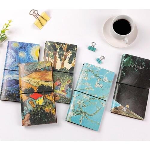 Van Gogh Art Oil Painting Style Notepad Dictionary Star Sky PU Leather Diary Book Kraft Paper Multi Function Thick Notebook