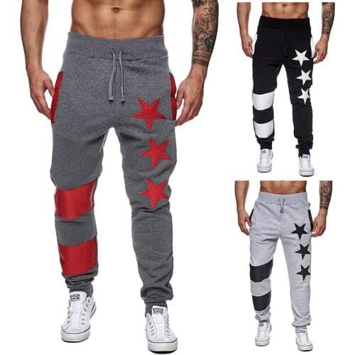 Summers new Pentagram Star printing and splicing stripes sports mens casual pants mens wear Full Length Sweatpants