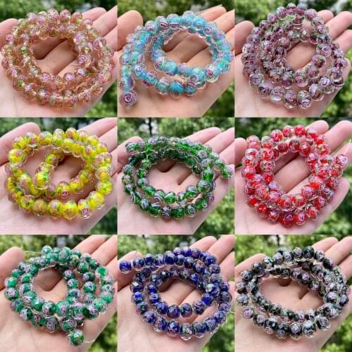 10mm Murano Transparent Colorful Glass Lampwork Bead Faceted Rondelle Flower Glass Bead For Jewelry Making Diy Bracelet Necklace