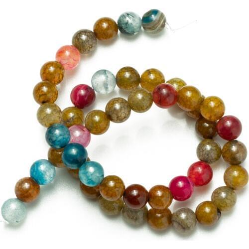 Wholesale Natural Tourmaline Mixed Orange Cracked Agates Beads Loose Stone Beads 6mm 8mm 10mm for Jewelry Making Bracelet DIY