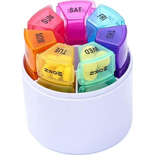 1PC Container Case Pill Box Splitters Rainbow Colors 28 Girds 7 Days Weekly Tablet Pill Medicine Box Holder Storage Organizer