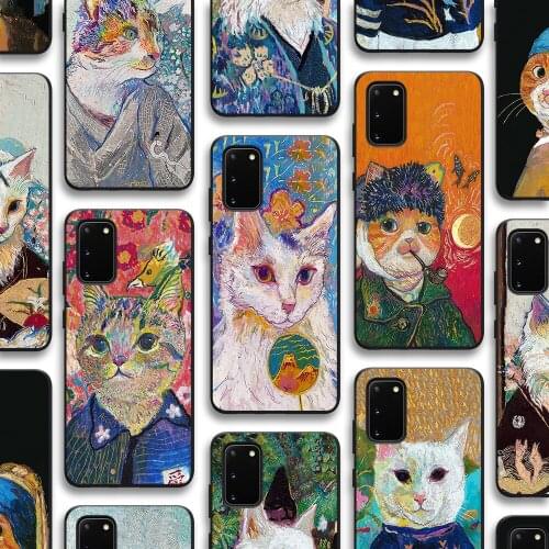 Cat Painting Case for Samsung Galaxy S21 A51 S20 A50 A52 A72 A71 A70 A12 A21S A32 S10 S9 S8 S10e FE Note 20 10 Plus Ultra TPU