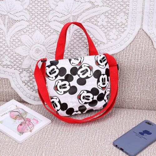 Disney cartoon cute Mickey diagonal shoulder bag portable canvas small school bag kids girls coin purse mommy bag